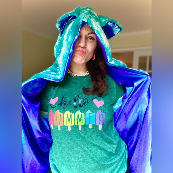 Coquetry Minky Zipper Front Vest Blue Holo L/XL $135 - Picture 6 of 16